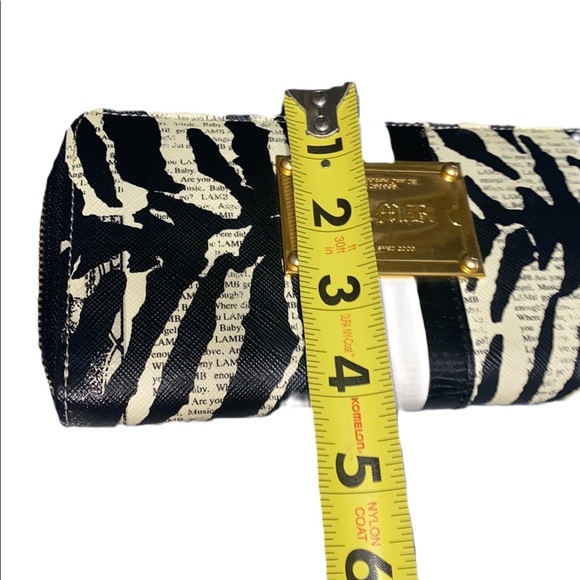 Y2K L.A.M.B. Zebra Black and White LEATHER Stripe Long Wallet LARGE - Picture 7 of 16